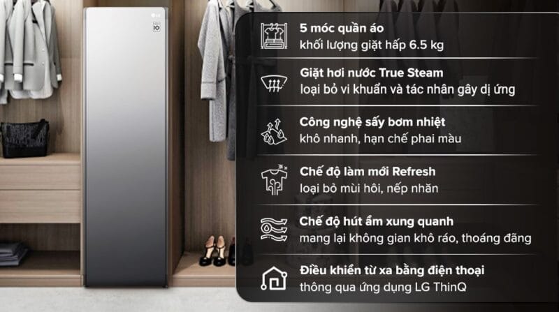 Tủ chăm sóc quần áo thông minh LG Styler Màu gương kính S5MB